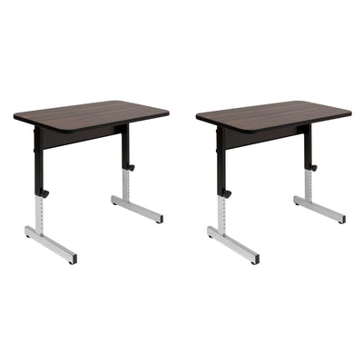 Studio Designs Adapta 36" x 20" Manual Height Adjustable Desk, Walnut (2 Pack)