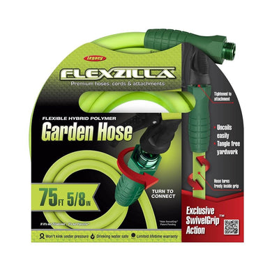 Flexzilla Garden Hose w/ SwivelGrip  5/8" x 75', 3/4" - 11.5 Fitting (2 Pack)