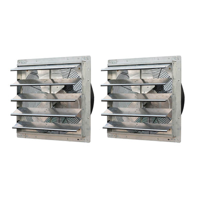 iLiving 20 Inch Variable Speed Wall Mounted Steel Shutter Exhaust Fan (2 Pack)