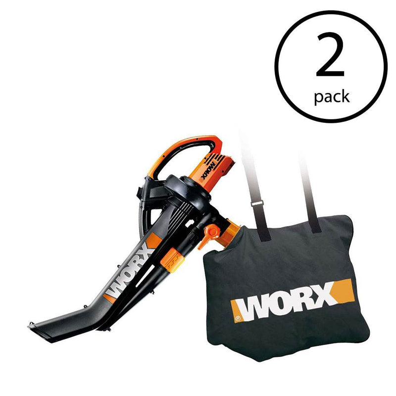 WORX Electric TriVac Blower Mulcher Vacuum & Metal Impellar Bag & Strap (2 Pack)