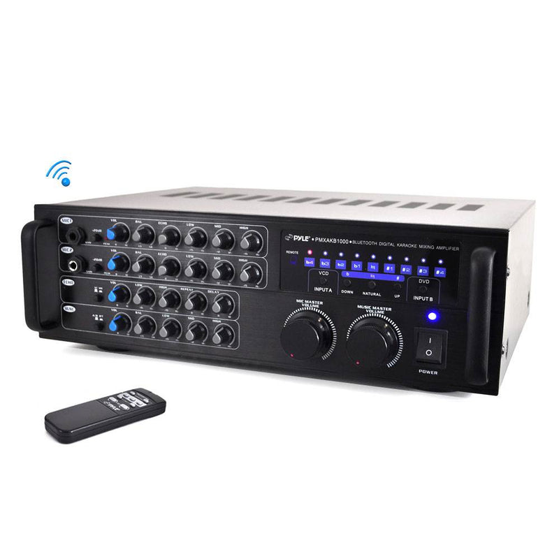 Pyle 1000 Watt Karaoke Mixer Audio Amplifier RCA Bluetooth w/ Remote (2 Pack)