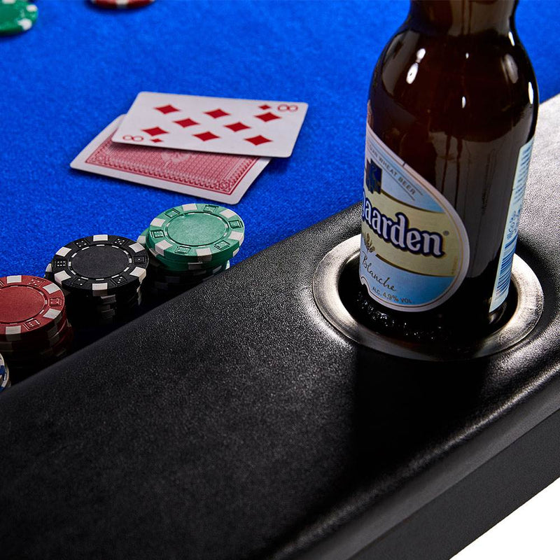 Lancaster 10 Player High Quality Blue Felt Casino Style Folding Poker Game Table