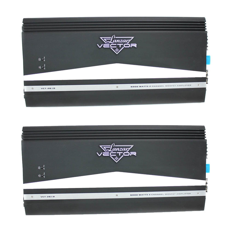 LANZAR AUDIO 6000W 2 Channel Car Amplifier Power Amp Stereo MOSFET (2 Pack)