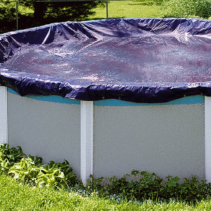 Swimline 33 Foot Heavy Duty Round Above Ground Winter Pool Cover, Blue (2 Pack)