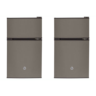 GE 3.1 Cubic Feet Glass Shelf Compact Refrigerator in Spotless Steel (2 Pack)