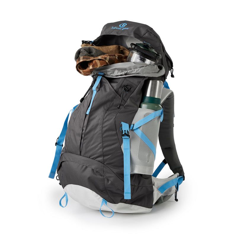 Tahoe Gear Bristol 55L Premium Camping and Hiking Internal Frame Backpack, Black/Gray