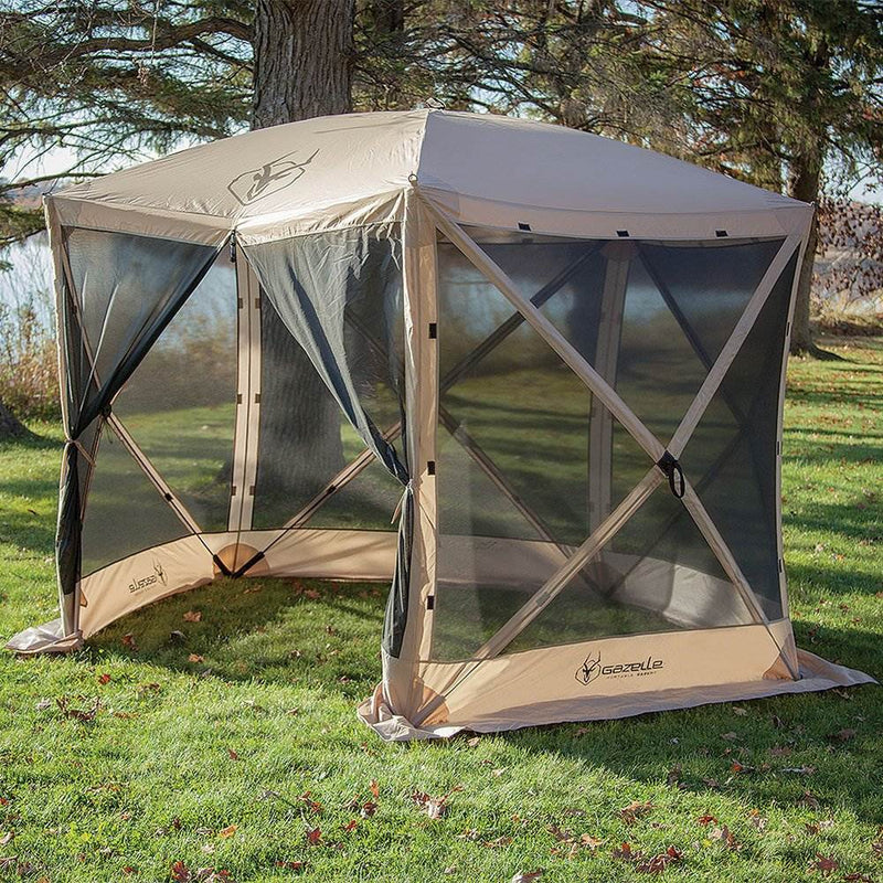 Gazelle G5 4 Person Portable Canopy Gazebo Screen Tent & Wind Panels (2 Pack)
