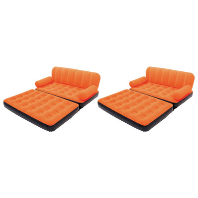 Bestway 10027 Multi-Max Air Couch With Sidewinder AC Air Pump, Orange (2 Pack)