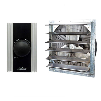 iLIVING Solid State Adjustable Fan and 24" Wall-Mounted Shutter Exhaust Fan