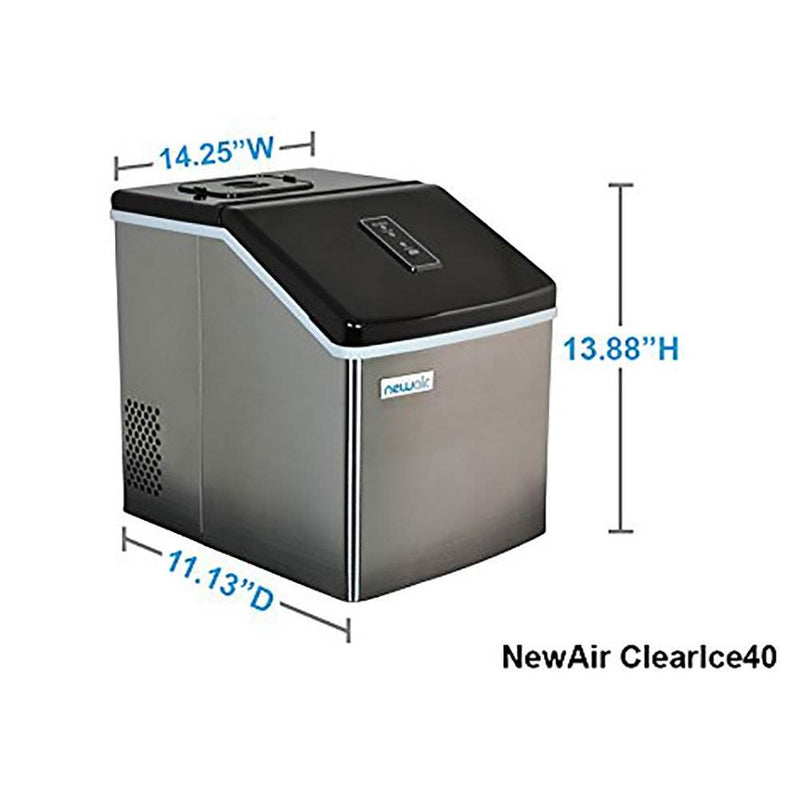 NewAir ClearIce40 Portable Countertop Ice Maker Machine, Stainless (2 Pack)