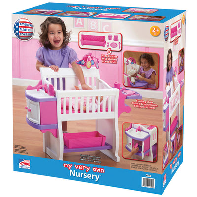 American Plastic Toys My Very Own Nursery Kids Baby Doll Crib Play Set, Pink