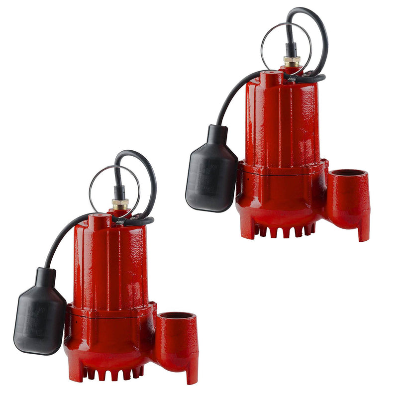 Red Lion 1/2 HP 4300 GPH Cast Iron Sump Pump with Tethered Float Switch (2 Pack)