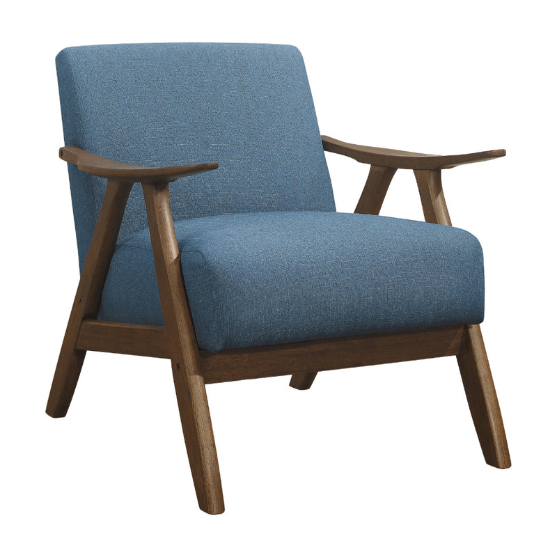 Lexicon Damala Collection Retro Inspired Wood Frame Accent Chair, Blue (2 Pack)