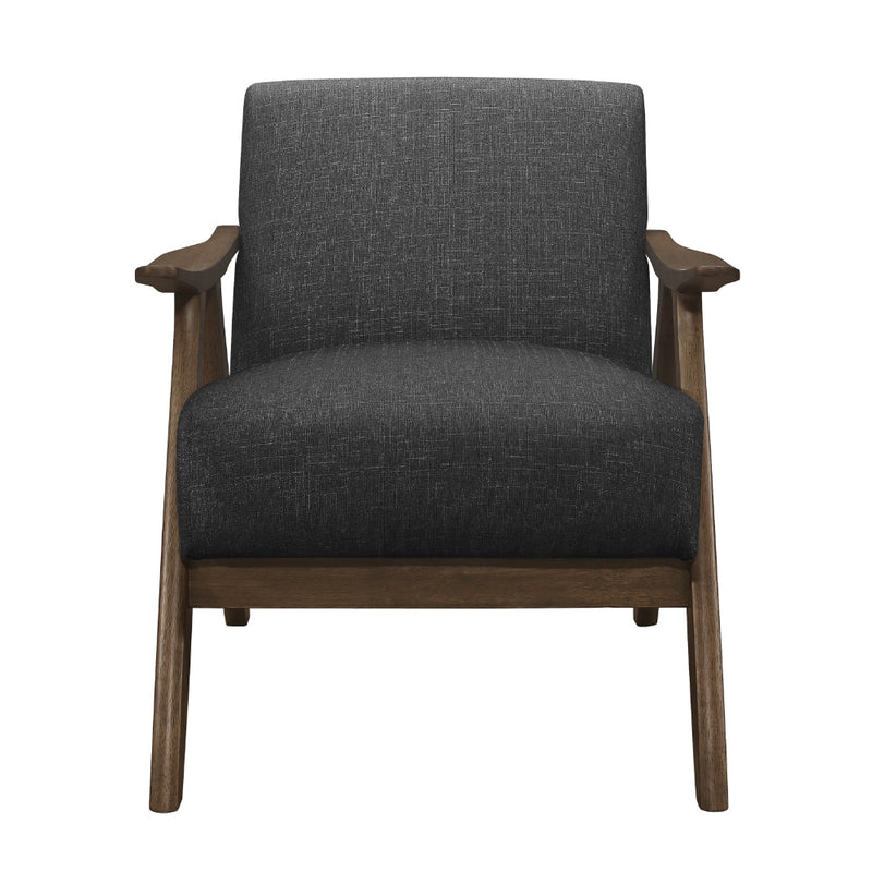 Lexicon Damala Collection Retro Inspired Wood Frame Home Accent Chair, Dark Grey
