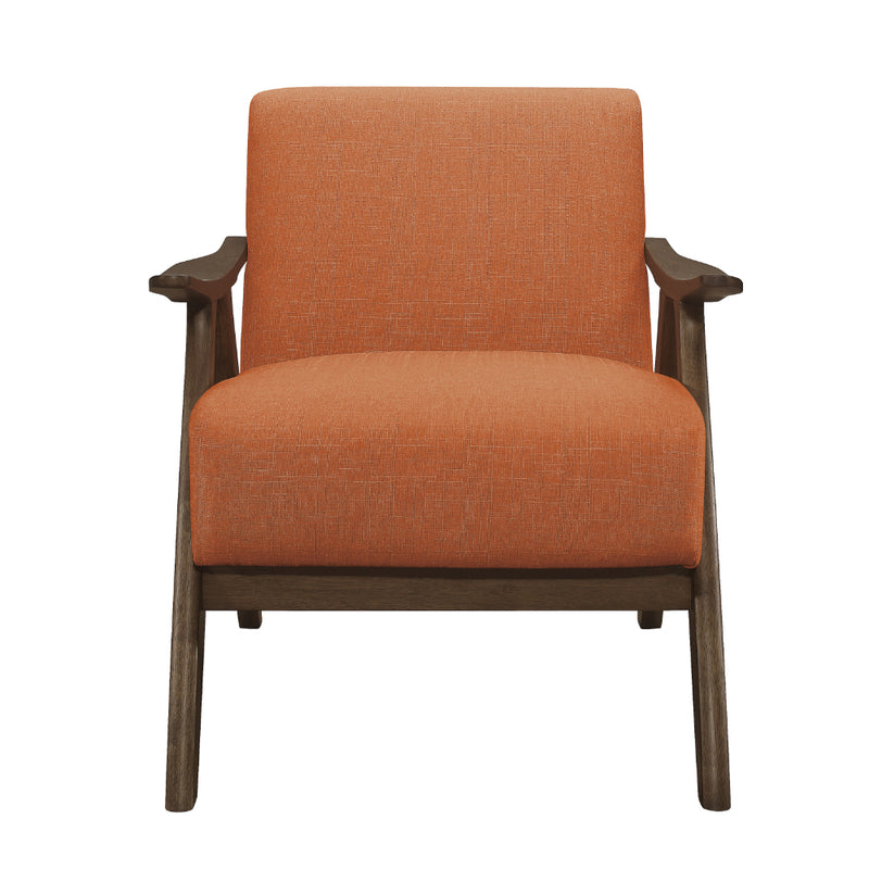 Lexicon Damala Collection Retro Inspired Wood Frame Accent Chair Seat, Orange