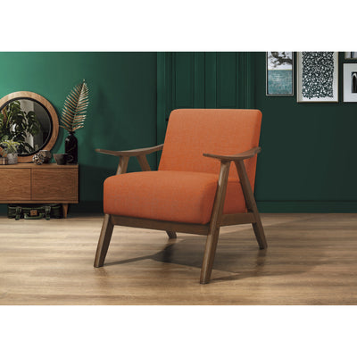 Lexicon Damala Collection Retro Inspired Wood Frame Accent Chair Seat, Orange