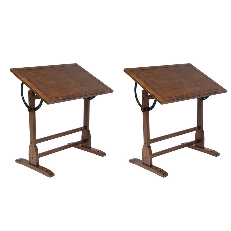 Studio Designs 36 x 24 Vintage Drafting Writing Craft Table, Rustic Oak (2 Pack)