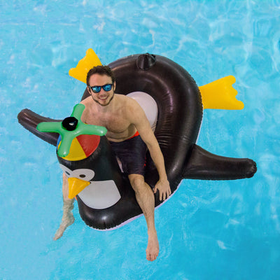 Swimline Swimming Pool Giant Rideable Happy Penguin Inflatable Float (4 Pack)
