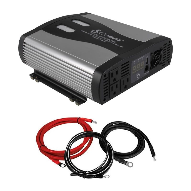 Cobra 2500-5000W 12V DC to 120V AC Car Power Inverter with 4-AWG Cable Wire Kit