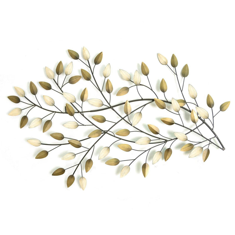Stratton Home Decor Blowing Leaves Modern Decorative Wall Art, Gold (2 Pack)