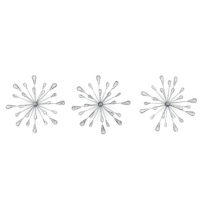 Stratton Home Decor Hand Painted Acrylic Bursts Modern Wall Art Set of 3, Silver