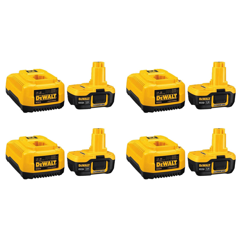 DeWalt DC9182C 7.2 to 18 Volt Lithium Ion Battery Pack & Fast Charger (4 Pack)