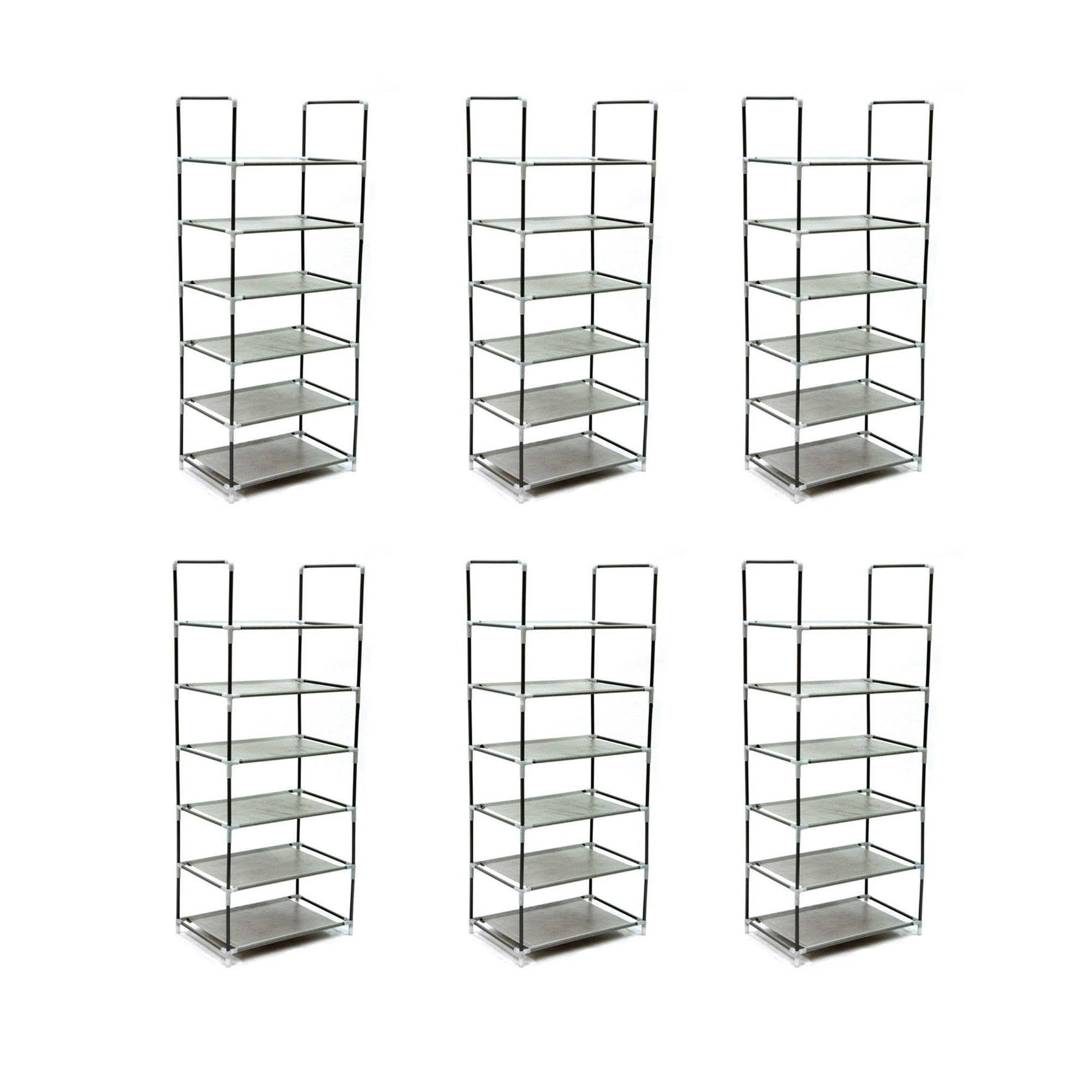 Origami Steel Framed 6 Tier Multi Purpose Home Garage Shelf Rack Stand (6 Pack) - VMInnovations