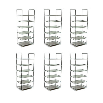 Origami Steel Framed 6 Tier Multi Purpose Home Garage Shelf Rack Stand (6 Pack)