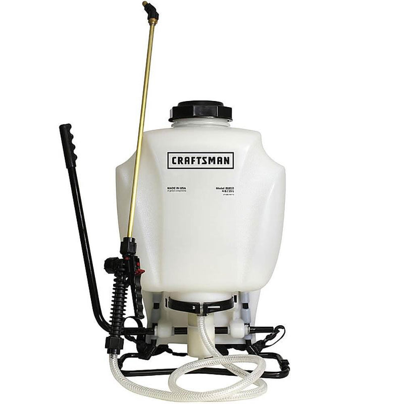 Craftsman CMAN-61810 4 Gallon Dual Pump Backpack Sprayer with Nozzles, White