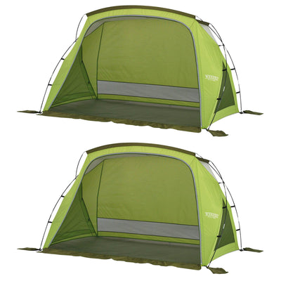 Wenzel Grotto Portable Outdoor Beach Camping Cabana Sun Shelter, Green (2 Pack)