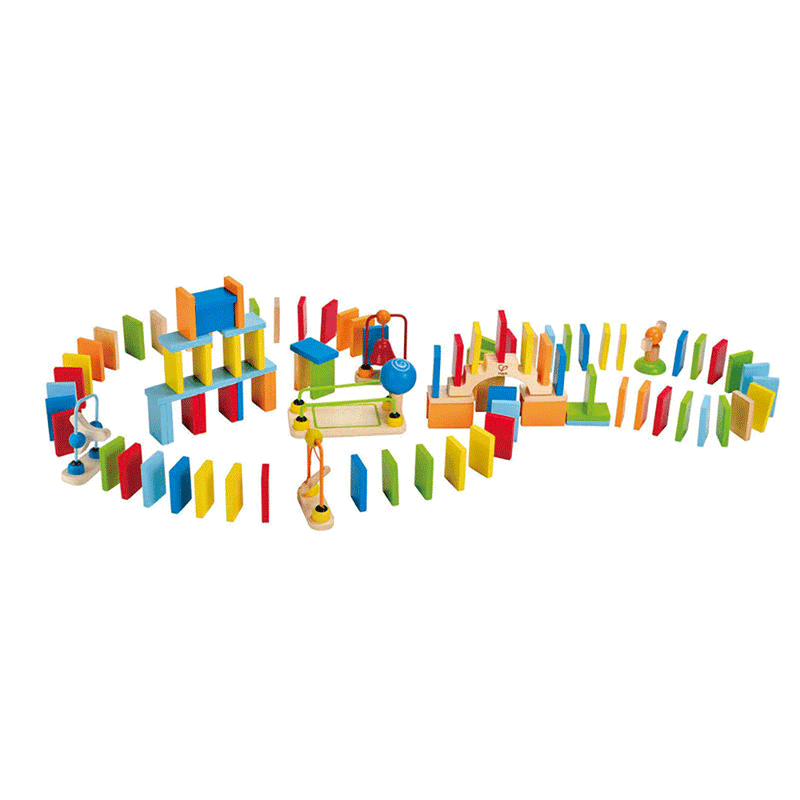 Hape Dynamo Dominoes Kids Wooden Trail Building Learning Toy Game Set (4 Pack)