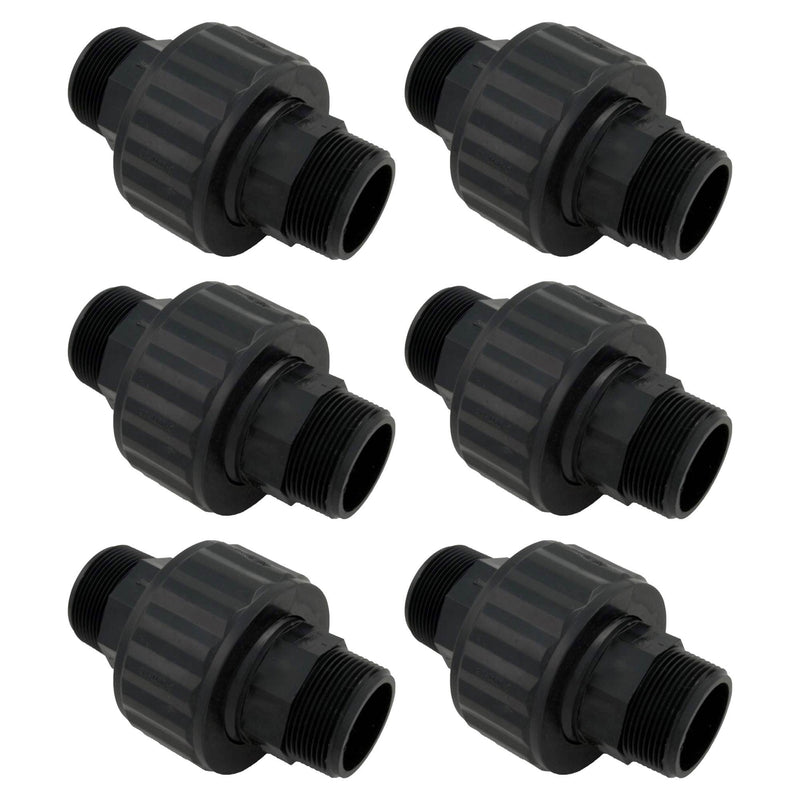 Hayward SP1480BLK 1.5" MIP Self-Aligning Double Male-Ended Union Black (6 Pack)