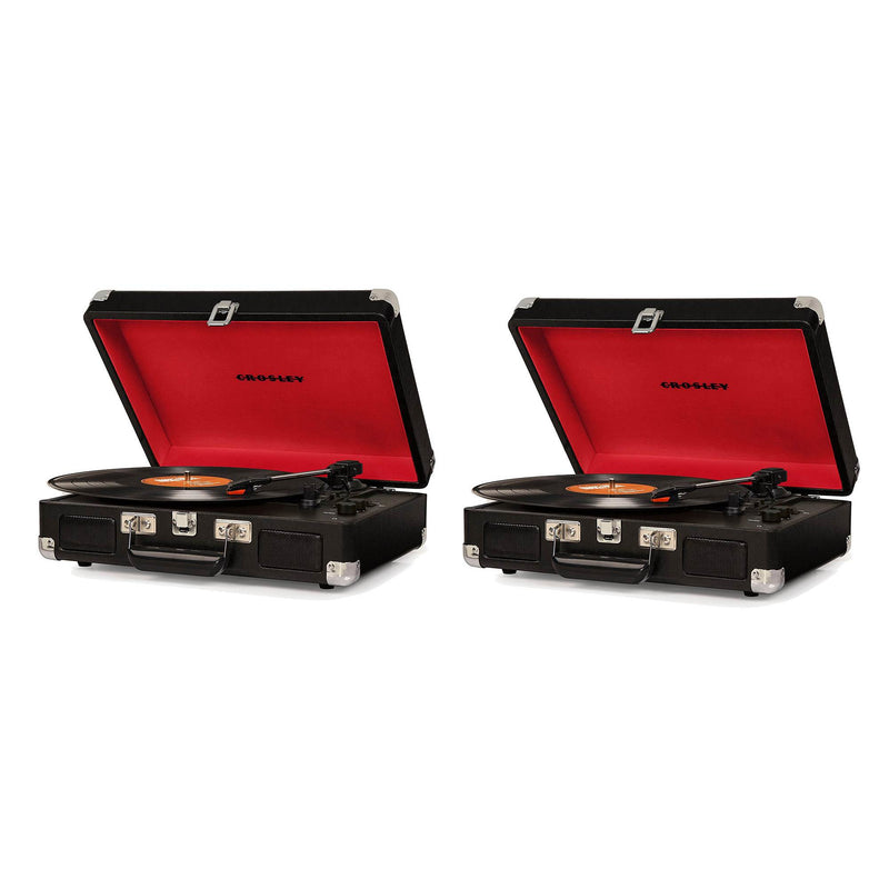Crosley Cruiser Deluxe Portable 3 Speed Bluetooth Record Player, Black (2 Pack)