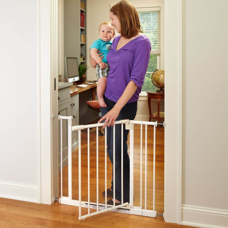North States Easy Close Metal Baby Child and Pet Safety Gate, White (4 Pack)