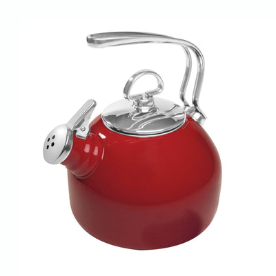 Chantal 1.8 Quart Enamel On Steel Classic Whistling Teapot Kettle, Red (2 Pack)