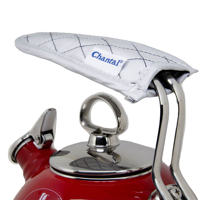 Chantal 1.8 Quart Enamel On Steel Classic Whistling Teapot Kettle, Red (2 Pack)