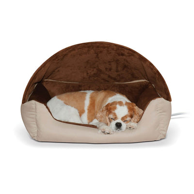 K&H Pet Products Thermo Hooded Cat Small Dog Heated Lounger Bed, Brown (6 Pack)