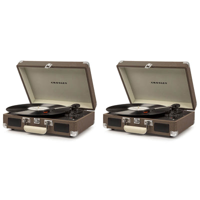 Crosley Cruiser Deluxe Portable Bluetooth Record Turntable, Tweed (2 Pack)