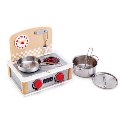Hape 2 in 1 Pretend Play Tabletop Kitchen & Grill Set with Accessories (4 Pack)