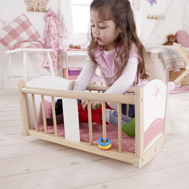 Hape Kids Wooden Rock-A-Bye Pretend Play Baby Doll Cradle Toy Furniture (2 Pack)