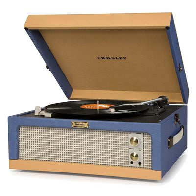 Crosley Dansette Vintage-Style 2-Speed Portable Turntable, Blue and Tan (2 Pack)