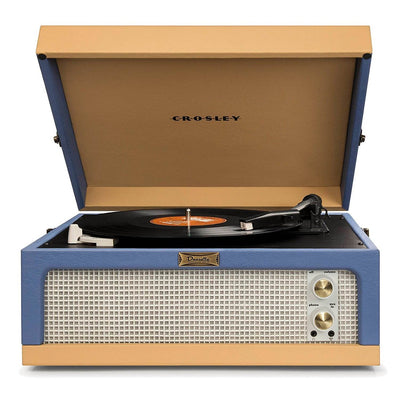 Crosley Dansette Vintage-Style 2-Speed Portable Turntable, Blue and Tan (2 Pack)
