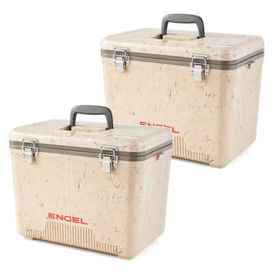 Engel 19 Qt Lightweight Bait Dry Box Ice Cooler w/ Shoulder Strap, Camo (2 Pack)