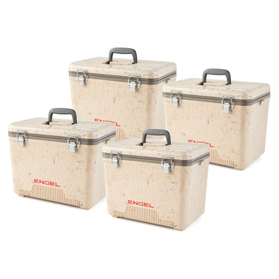 Engel 19 Qt Lightweight Bait Dry Box Ice Cooler w/ Shoulder Strap, Camo (4 Pack)