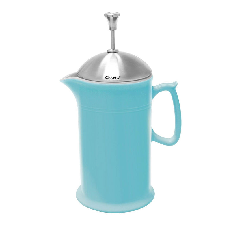 Chantal Ceramic French Press with Stainless Steel Plunger and Lid, Aqua (4 Pack)