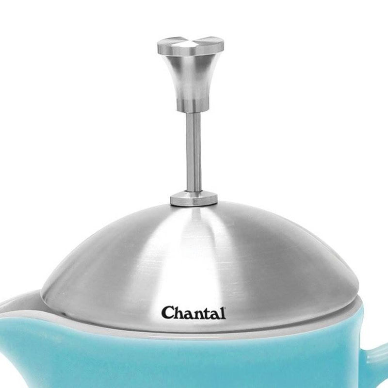 Chantal Ceramic French Press with Stainless Steel Plunger and Lid, Aqua (4 Pack)