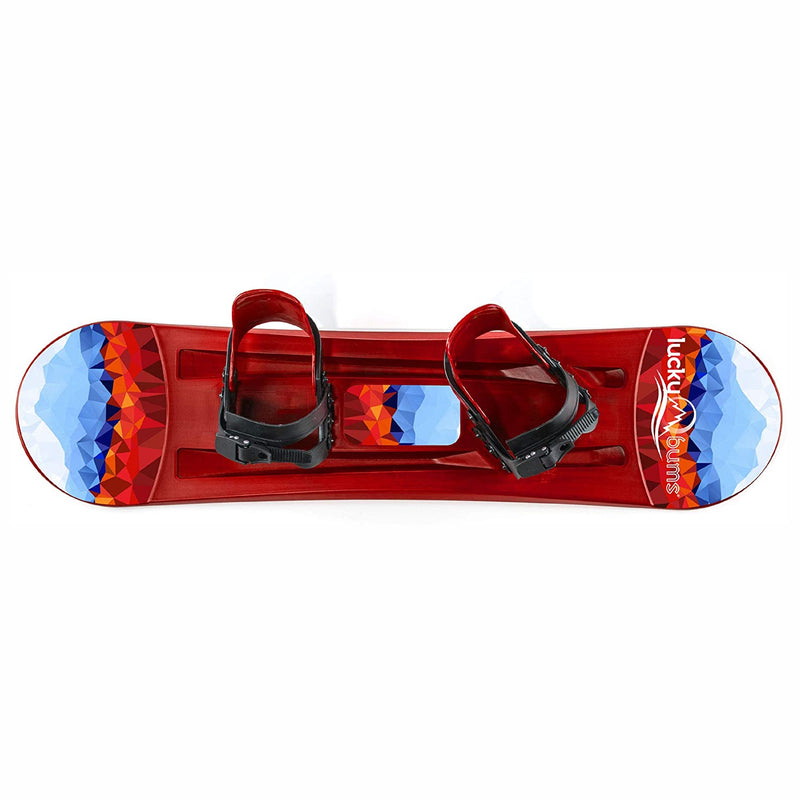 Lucky Bums 95 CM Youth Snow Kids Plastic Snowboard with Adjustable Bindings, Red