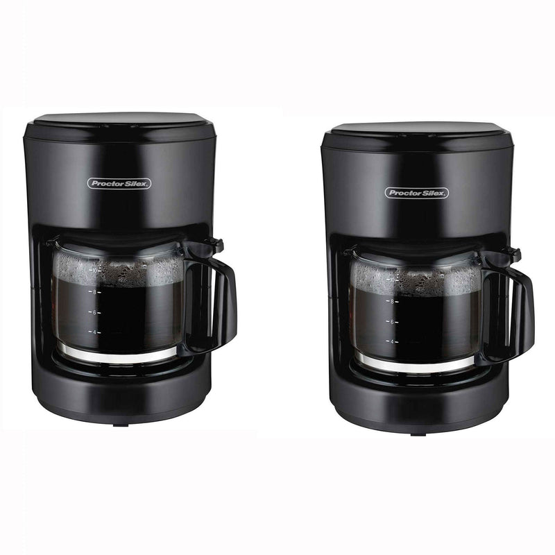Proctor Silex 10 Cup On/Off Drip Coffee Maker Machine and Pot, Black (2 Pack)