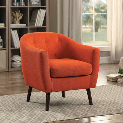 Homelegance Lucille Collection Living Room Bedroom Barrel Accent Chair, Orange