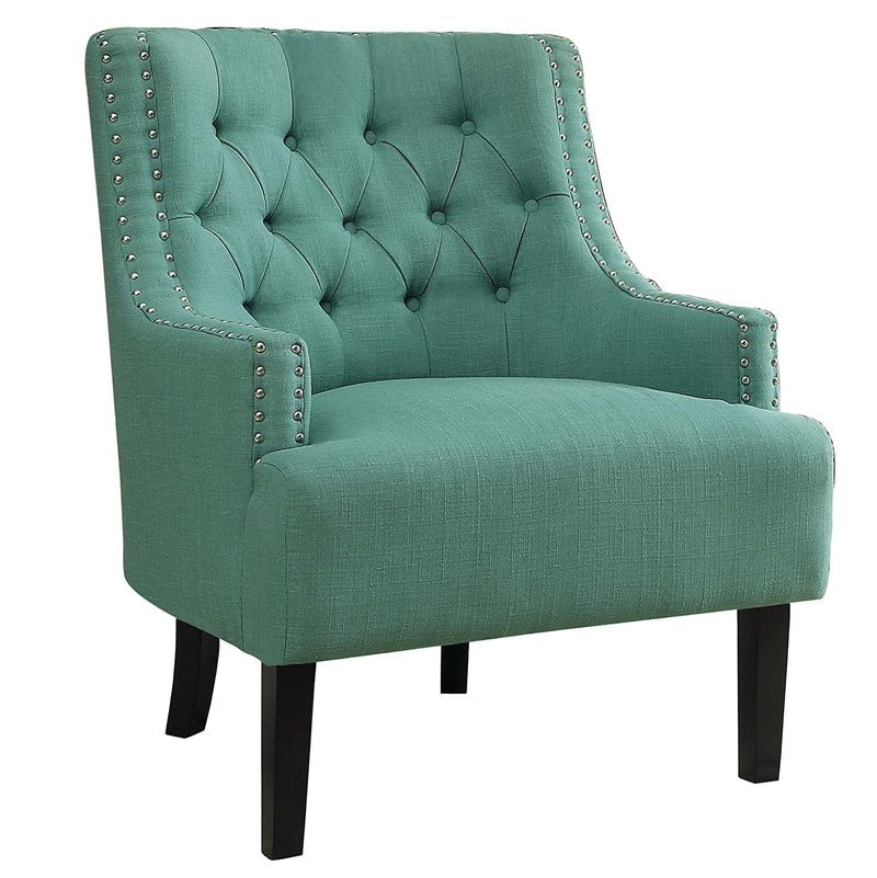 Homelegance Upholstered Diamond Tufted Accent Chair, 18 inch Chair Height, Teal